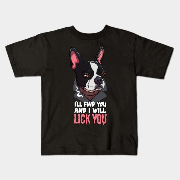 Boston Terrier Face Quote Gift Kids T-Shirt by USProudness